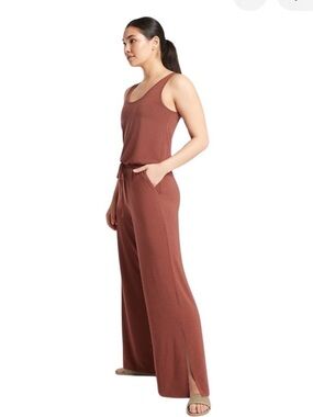 Athleta Russet Brown Heather Wide-Leg Coastal Jumpsuit